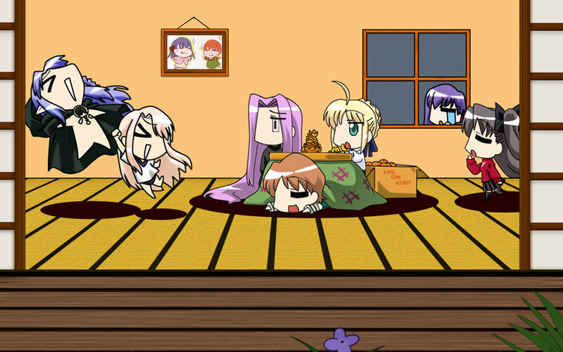 Fate/stay night characters in a room