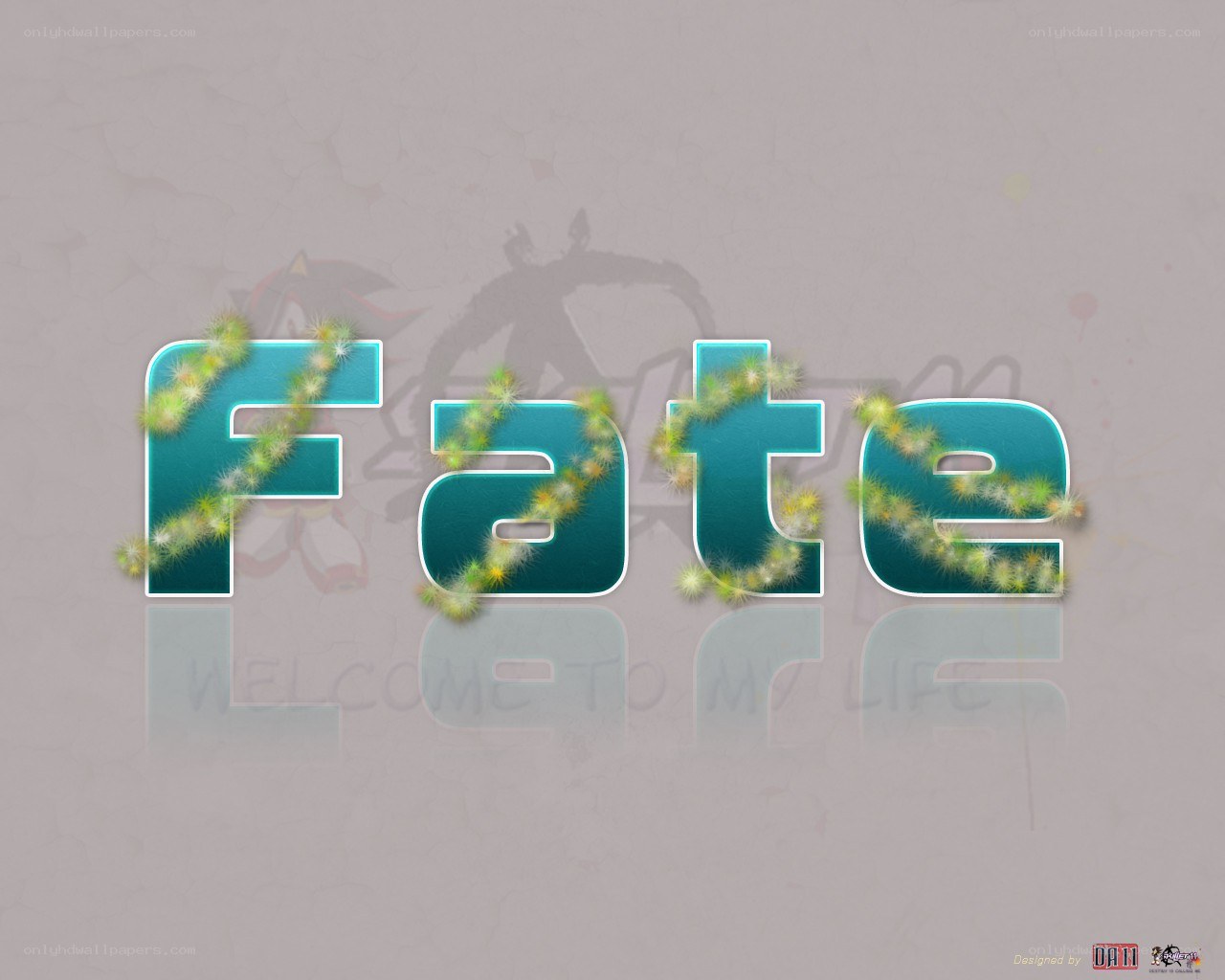 Fate text with floral design