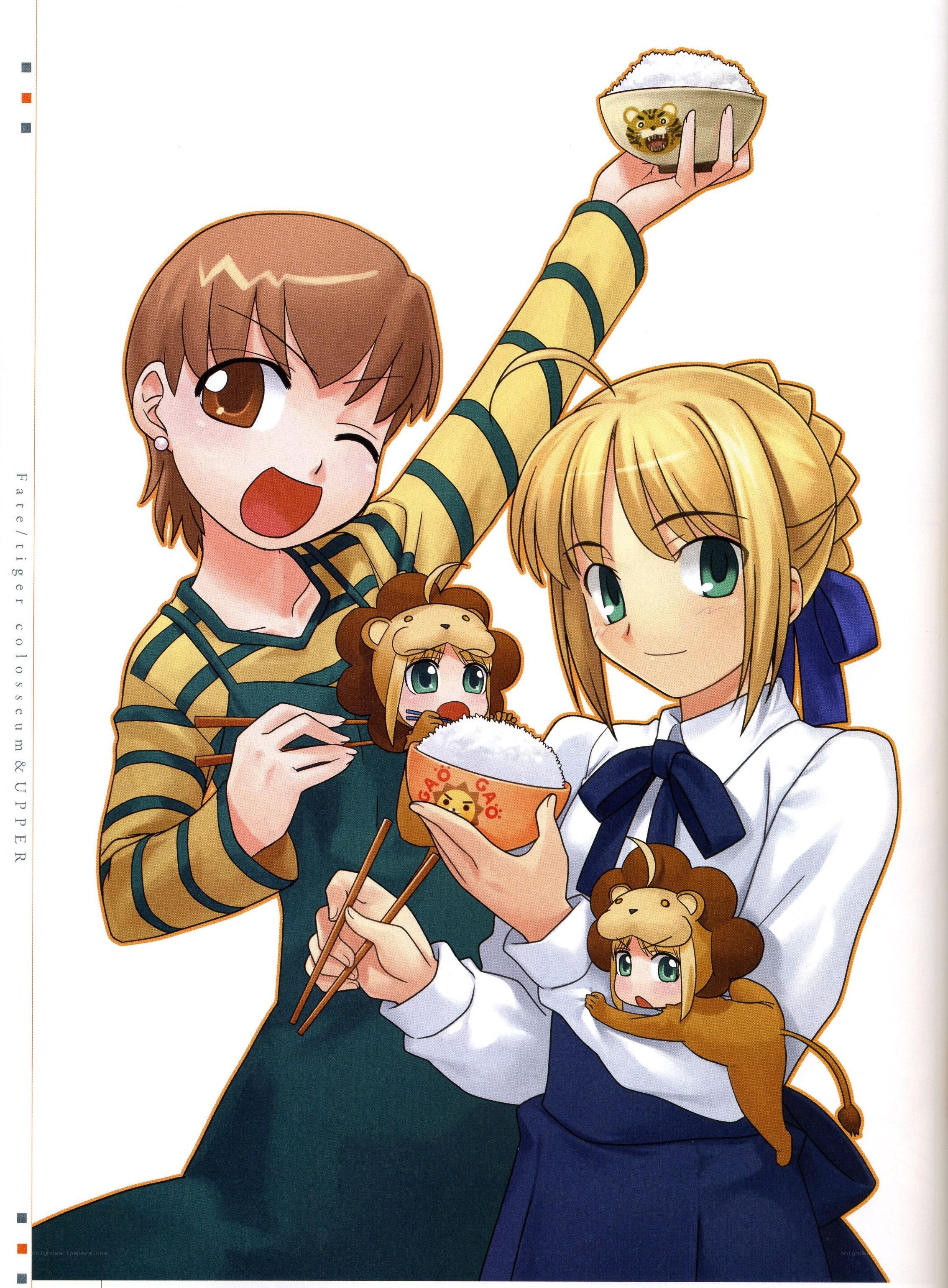 Fate/tiger colosseum characters eating