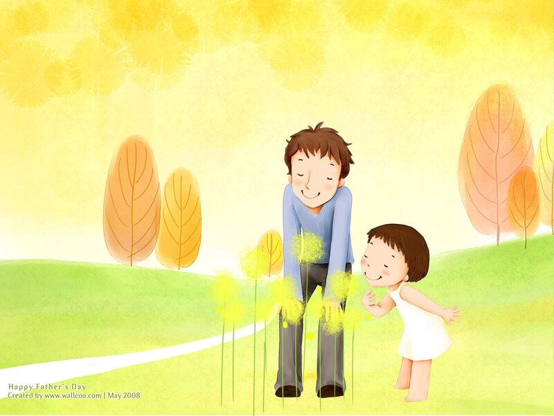 Father and daughter in autumn