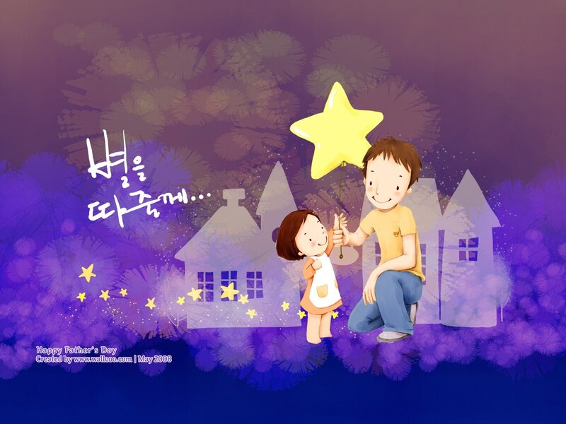 Father and daughter with star balloon