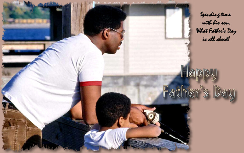Father and Son Fishing — Brown