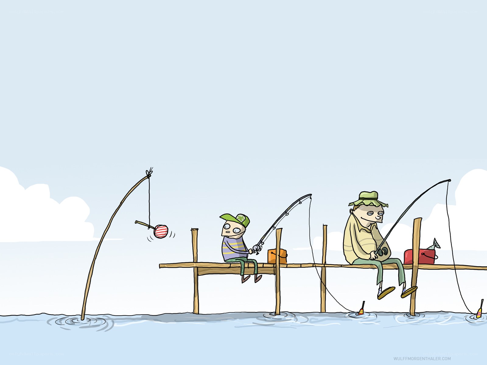 father and son fishing