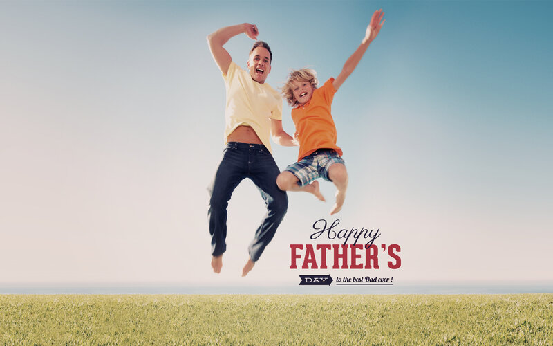 Father and Son Jumping — Green