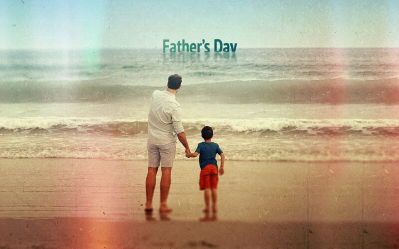 Father and Son on Beach