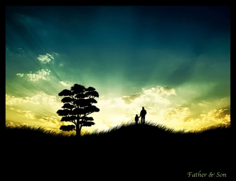 Father and Son Silhouette