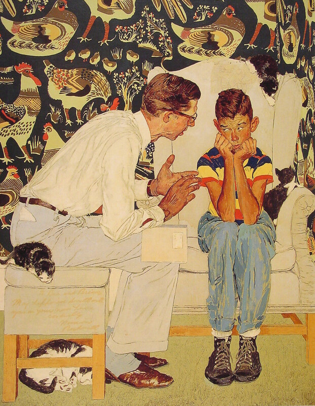 Father talking to son