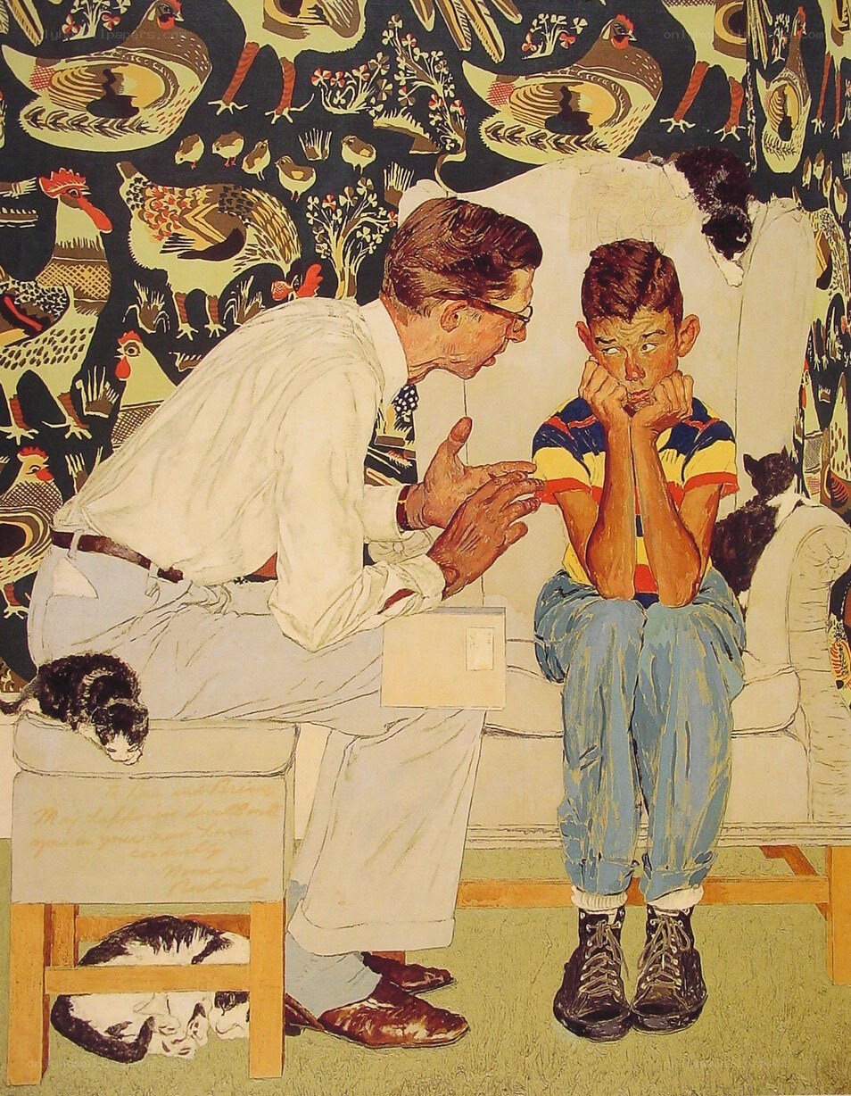 Father talking to son