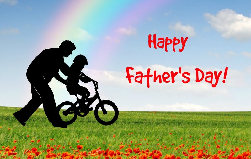 Father Teaching Son to Ride Bike