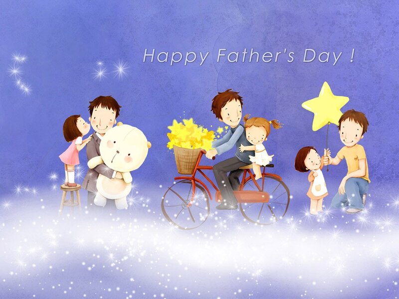 Father with Children — Blue