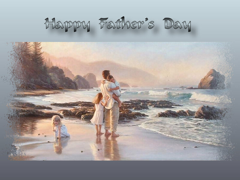 Father with Children on Beach