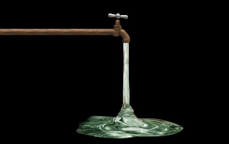 Faucet with Flowing Water