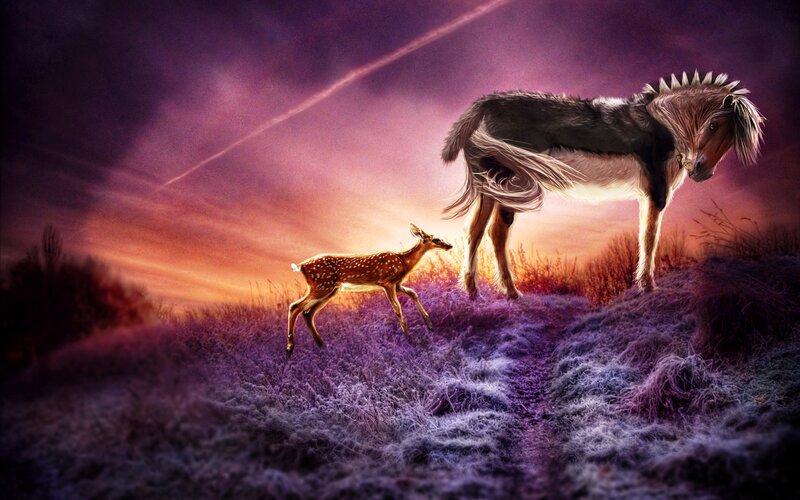 Fawn and Mythical Horse