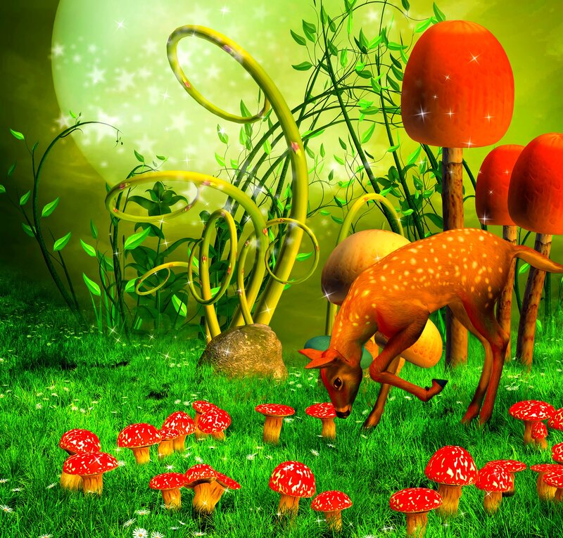 Fawn in a Forest — Green