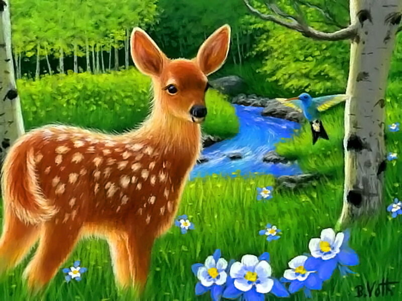 Fawn in a Meadow — Green