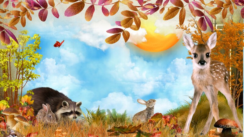 Fawn in Autumn Forest — Blue