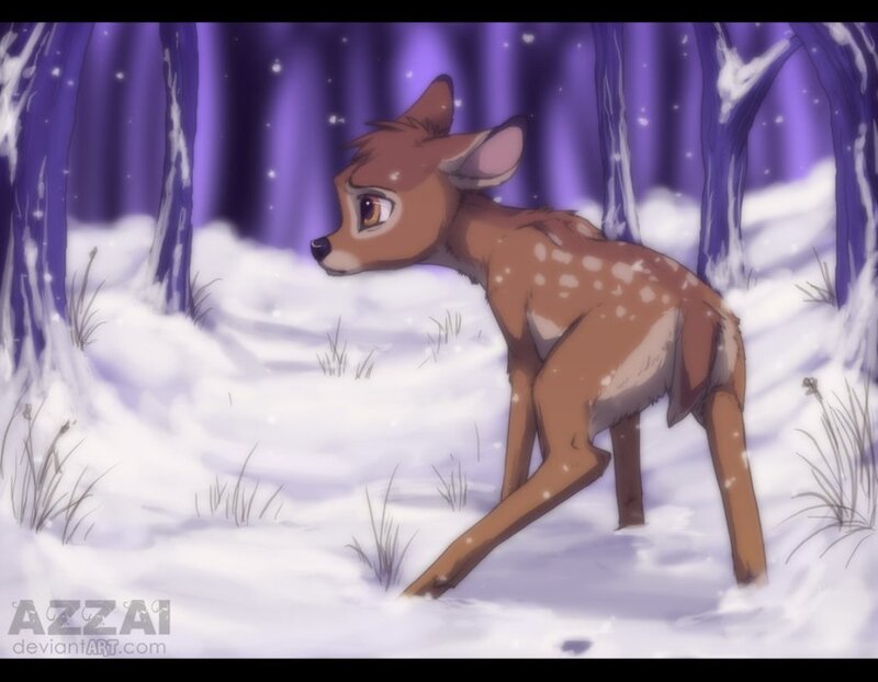 Fawn in Snow — Purple