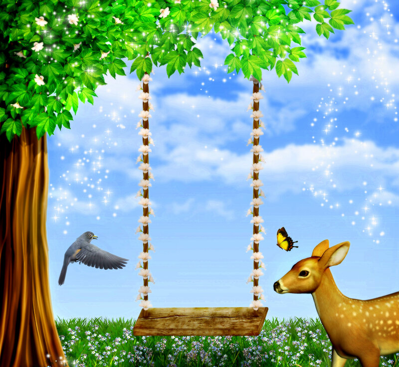 Fawn Near Swing — Green