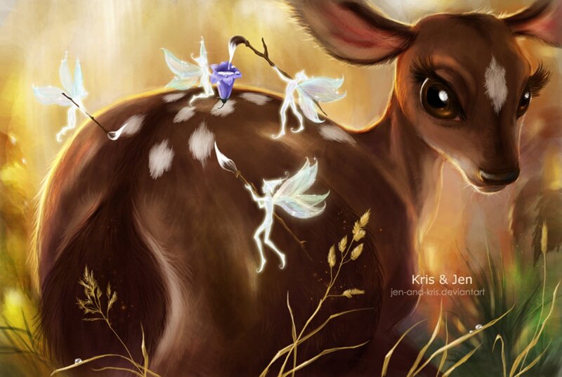 Fawn with Fairies — Brown