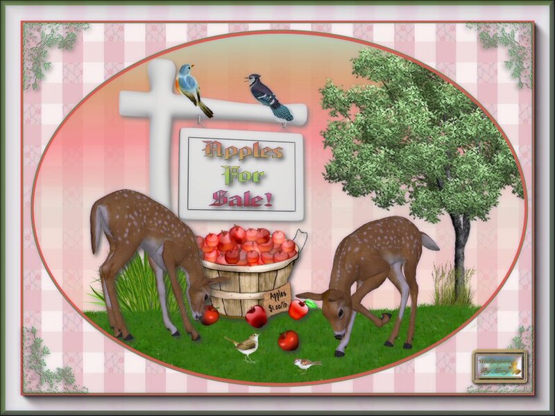 Fawns Eating Apples