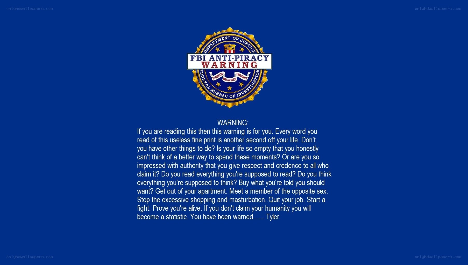 FBI Anti-Piracy Warning Screen