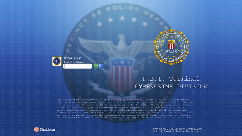 FBI Login Screen