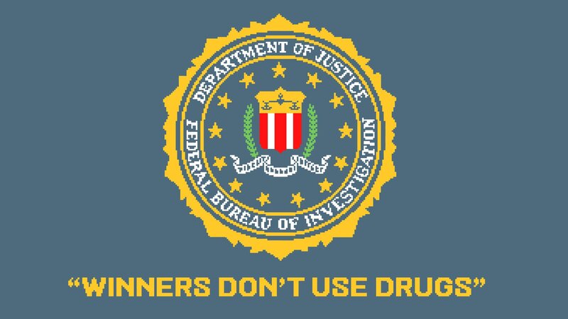 FBI Seal with Text — Blue, Serious, Pixel Art, Stars