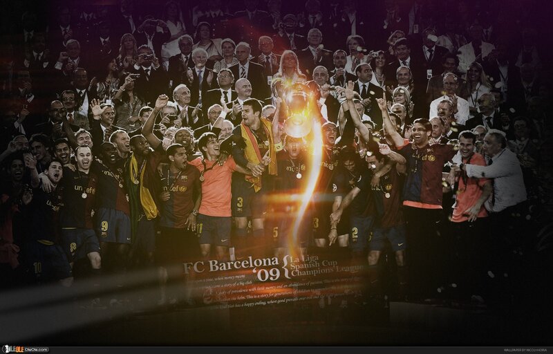 FC Barcelona celebrates trophies