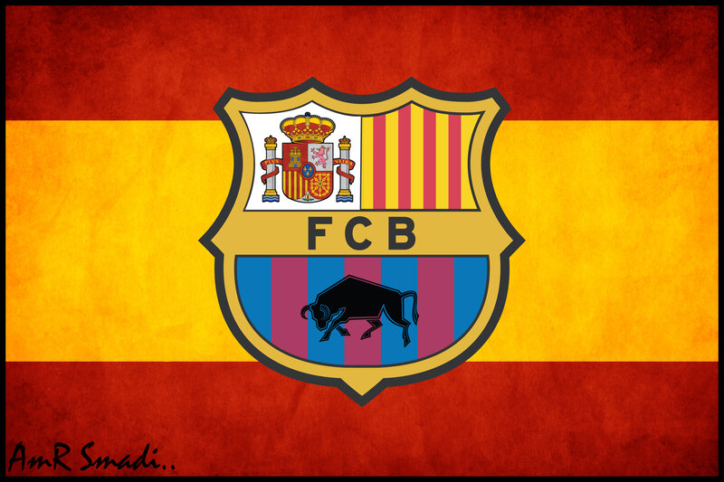 FC Barcelona crest on Spanish flag