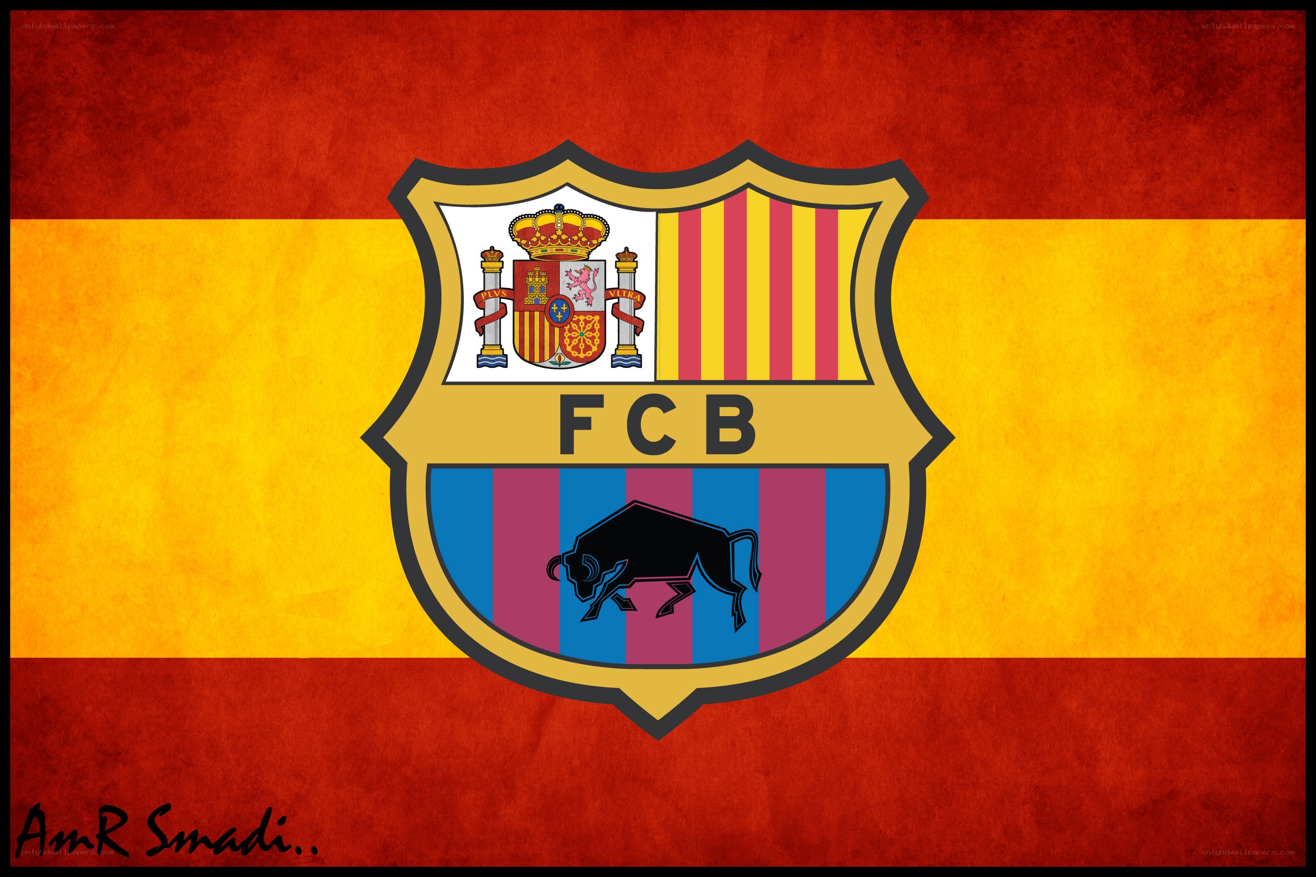 FC Barcelona crest on Spanish flag