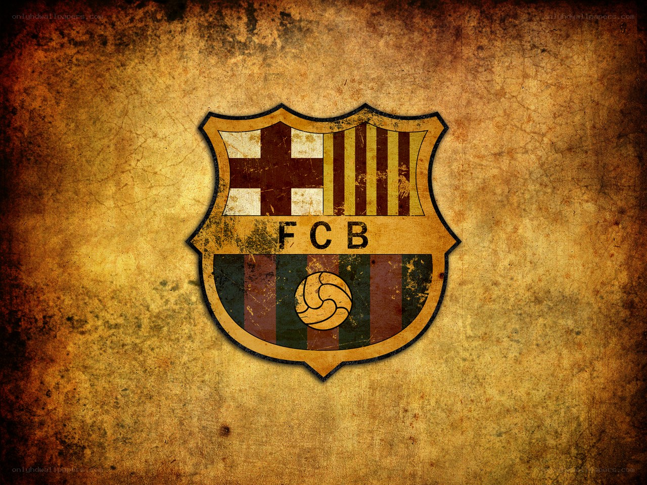 FC Barcelona crest on vintage background