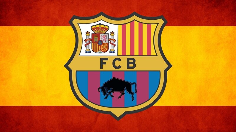 FC Barcelona Crest — Red, Patriotic, Illustration, Spanish Flag