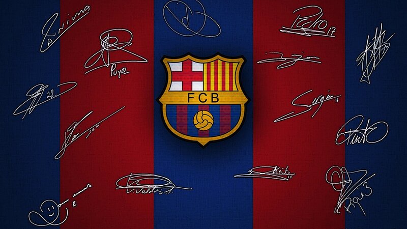 FC Barcelona Crest with Signatures