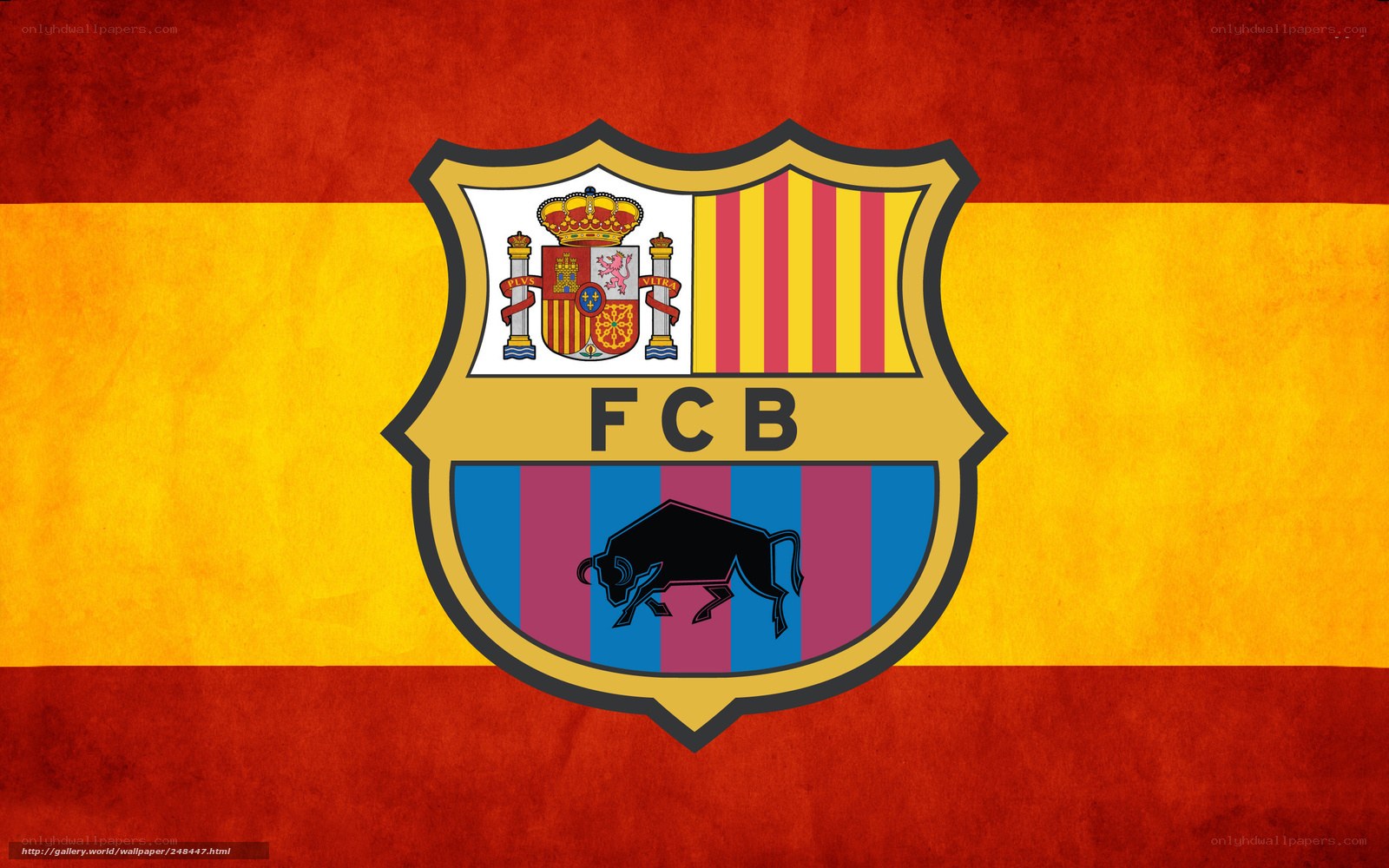 FC Barcelona logo on Spanish flag