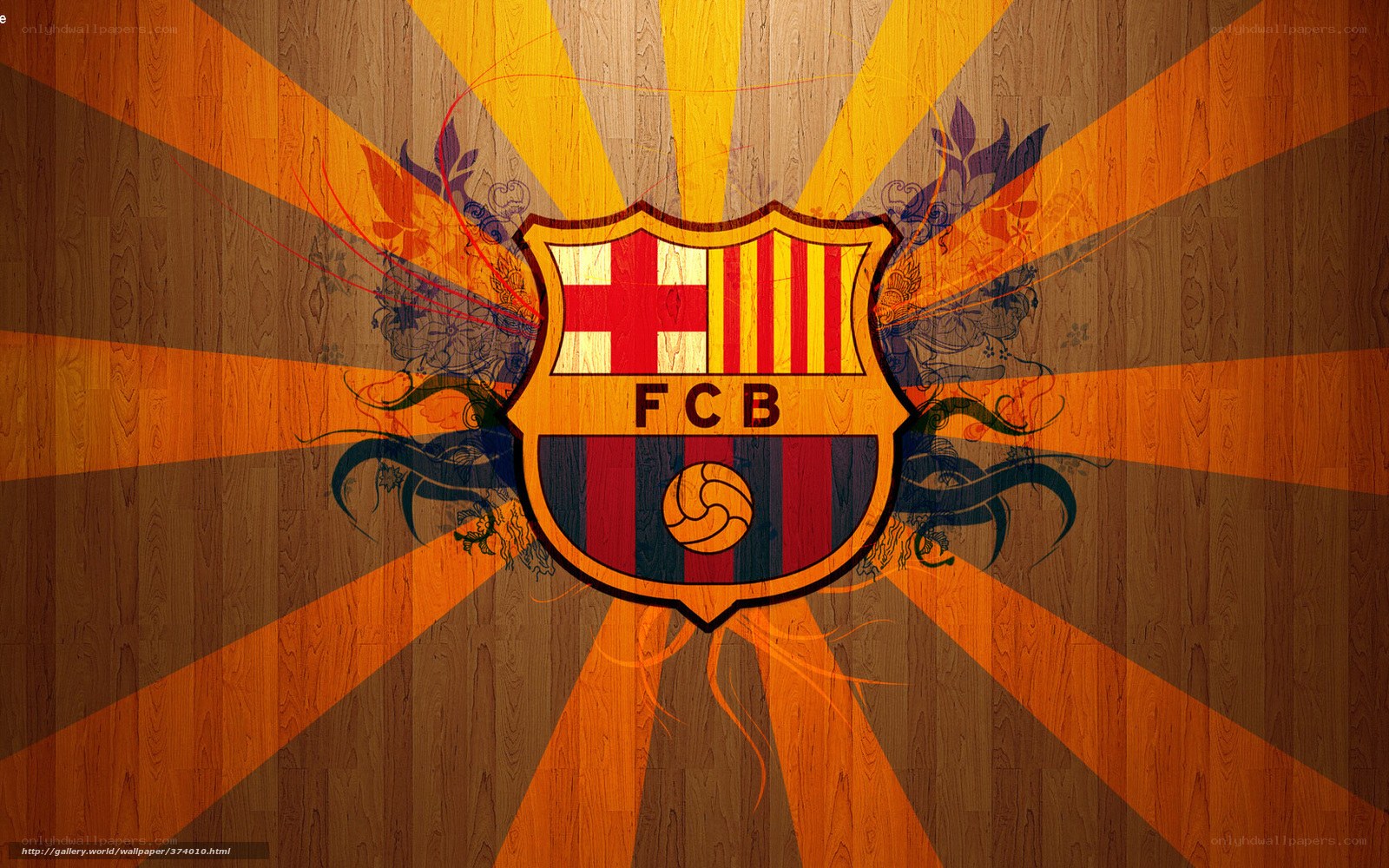 FC Barcelona logo on wood