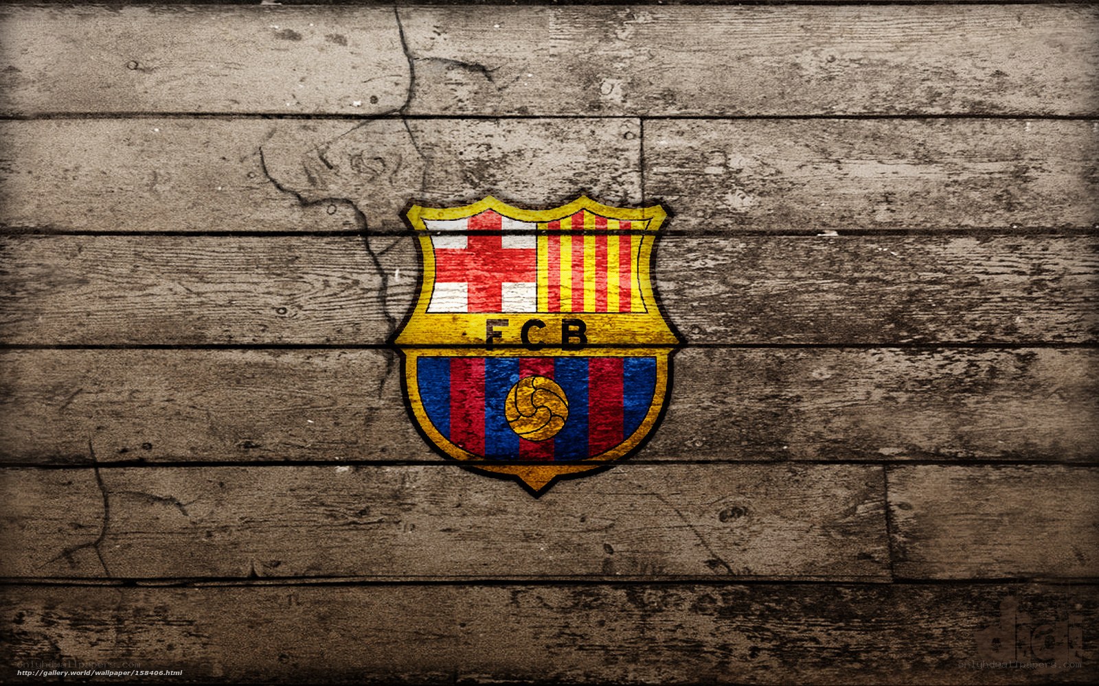 FC Barcelona logo on wood