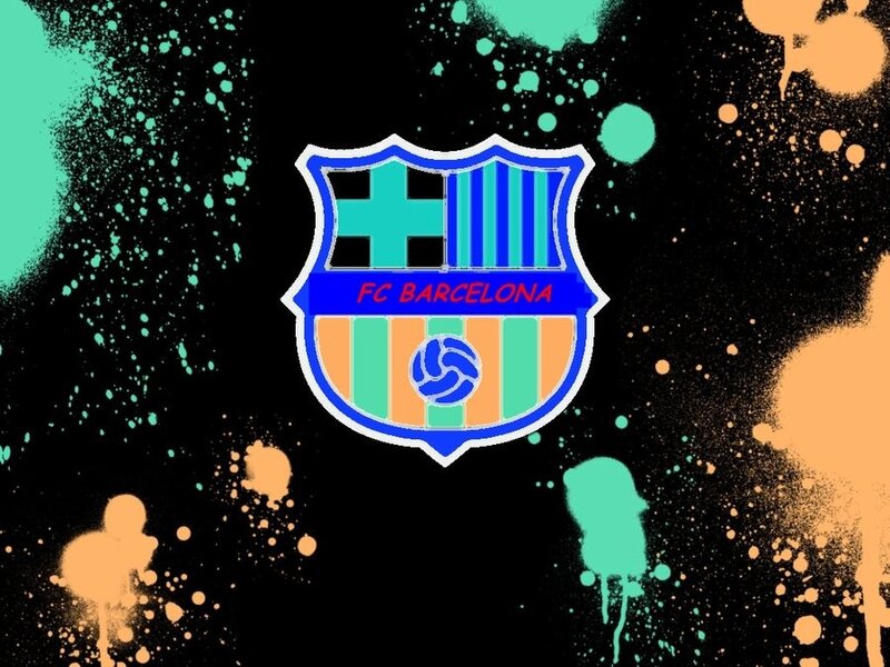 FC Barcelona logo with paint splatters