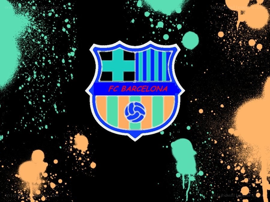 FC Barcelona logo with paint splatters