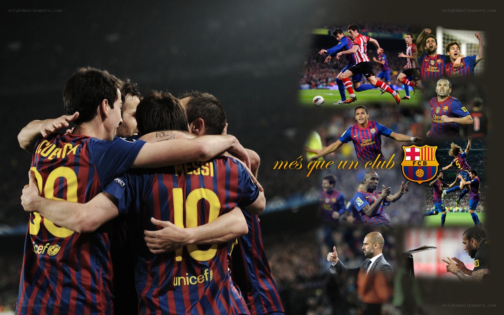 FC Barcelona team celebration collage