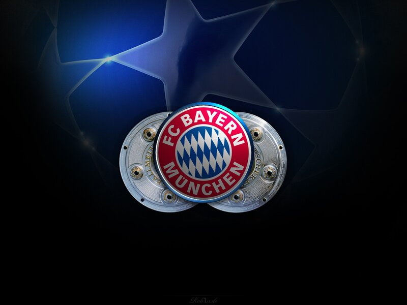 FC Bayern Munich logo on UEFA Champions League background