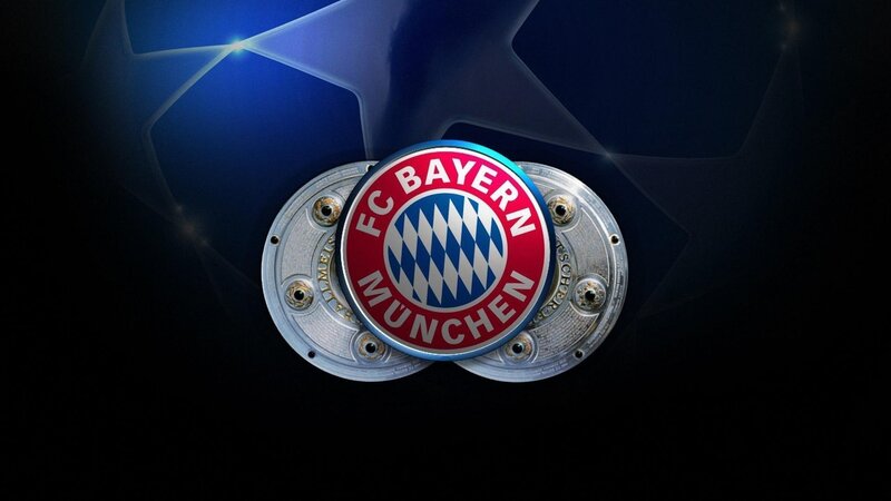 FC Bayern Munich logo on UEFA Champions League background