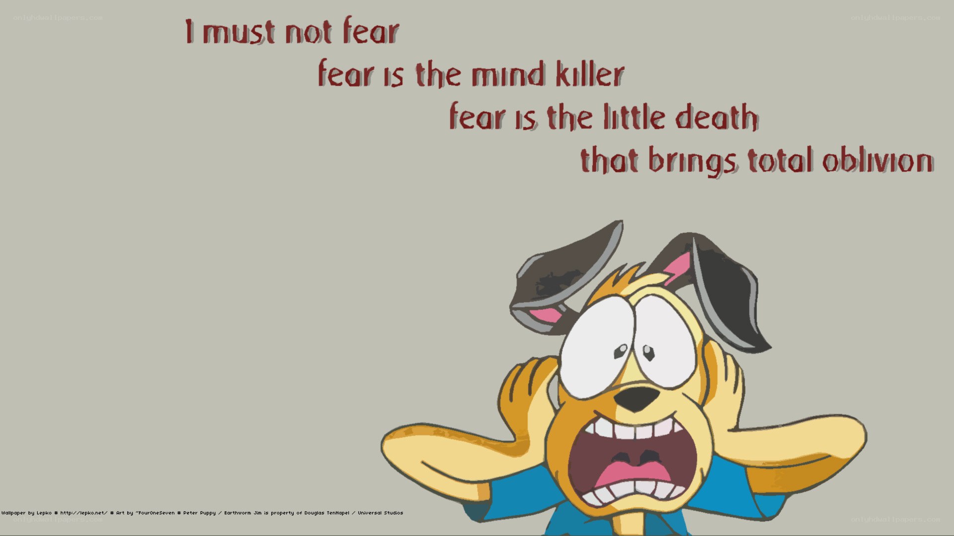 fear quote with cartoon dog