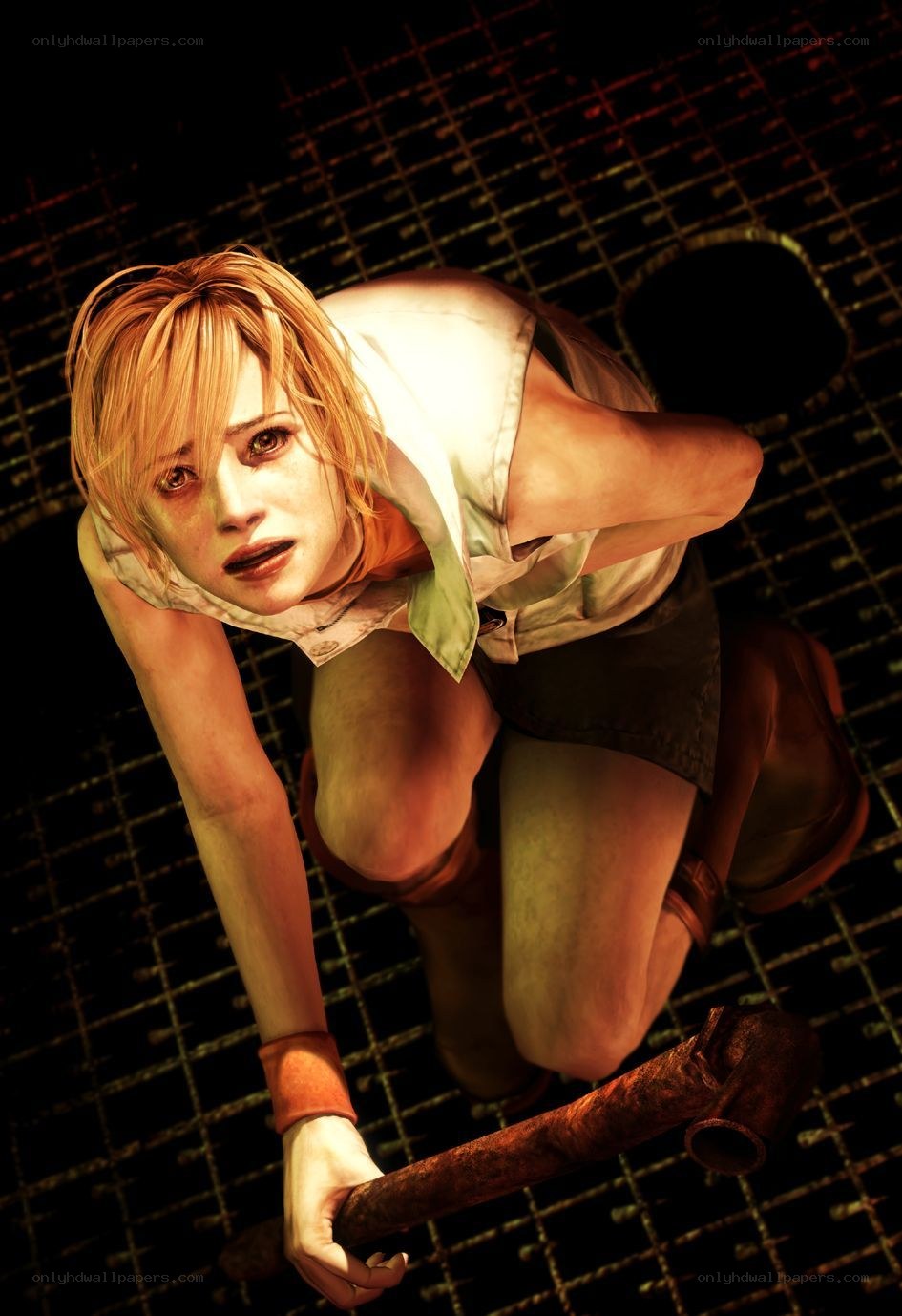 fearful woman in dark setting