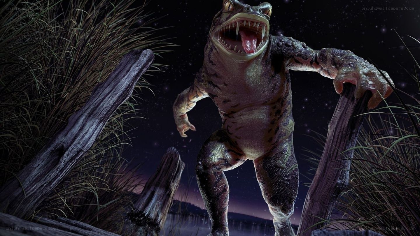 fearsome swamp creature at night