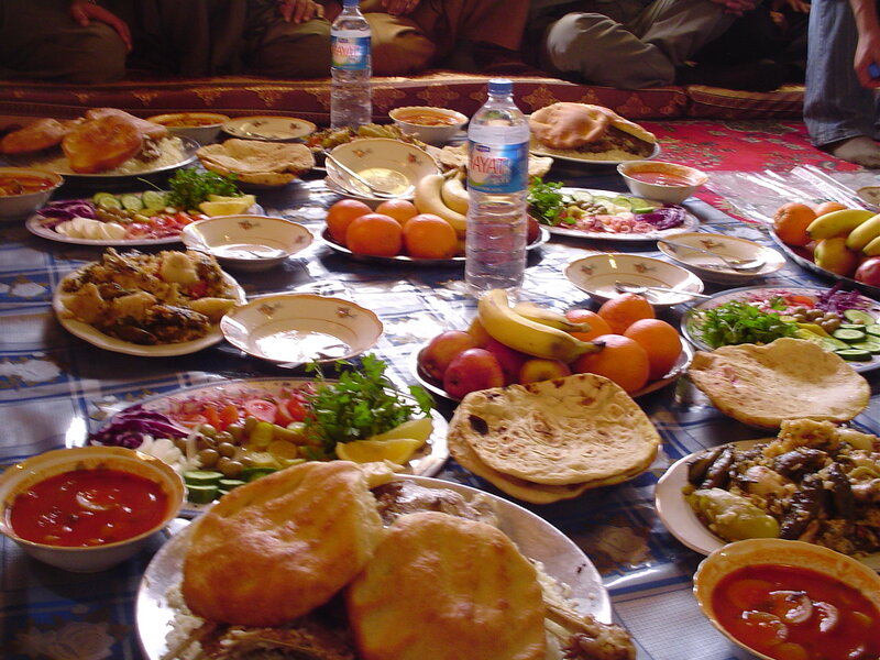 Feast of food on a table