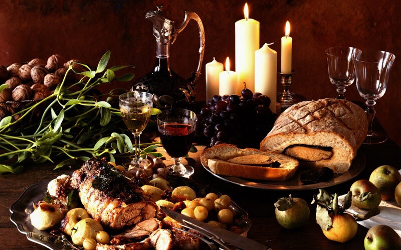 Feast of holiday food