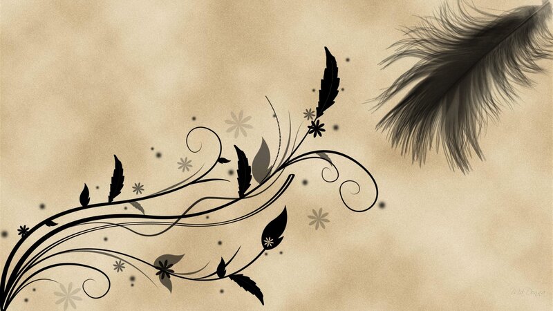 feather and floral design