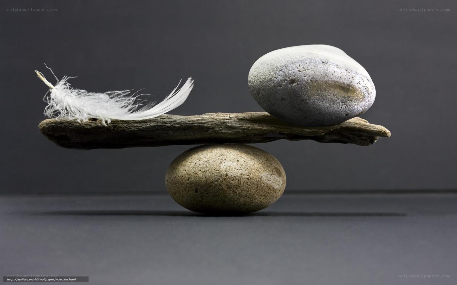 Feather and stone balance