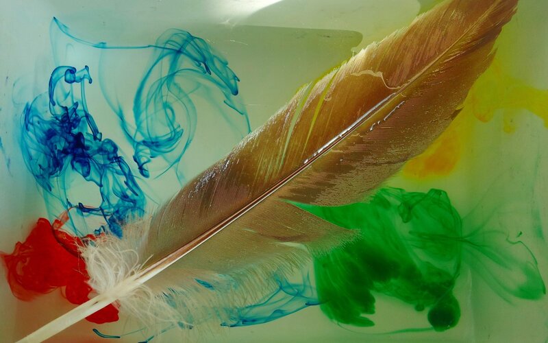 Feather in Colored Water — Blue