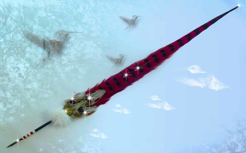 feather pen with hummingbirds